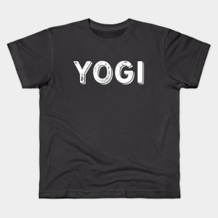 Yogi Large White Text Kids T-Shirt